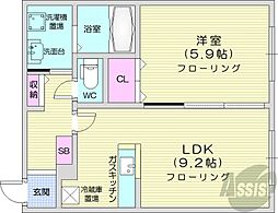 K'skowaN20 1LDKの間取図画像