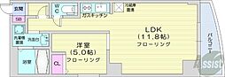 プルミエール札幌 1LDKの間取図画像