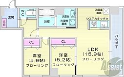 グラン札幌 2LDKの間取図画像