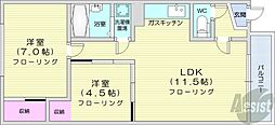 グランデール22 2LDKの間取図画像