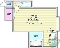 パシャ18 1Kの間取図画像