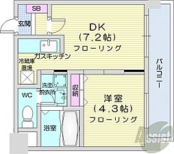フランセジュール北20条 1DKの間取図画像