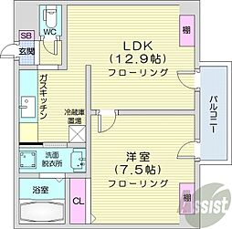 藤井ビル北23条2 1LDKの間取図画像