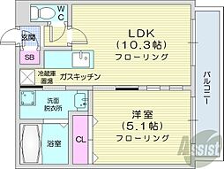 グランデプレシア環状通東 1LDKの間取図画像