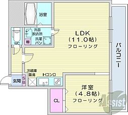 セルベッサ札幌レジデンス 1LDKの間取図画像