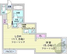 フォンテーヌ麻生 1LDKの間取図画像