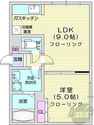 ラ・メゾン・デュ・リラ 1LDKの間取図画像