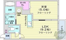 シャルマン東区役所前 1LDKの間取図画像