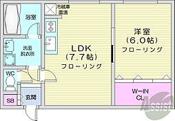 ジュネス大通 1DKの間取図画像