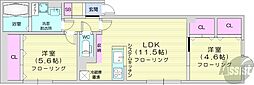 ハイム青雲I 2LDKの間取図画像