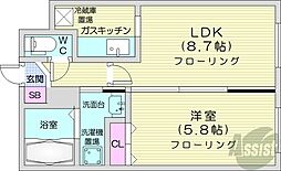 コンパートメントノースワン 1LDKの間取図画像