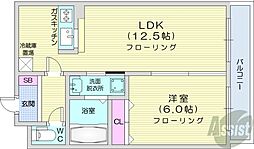 エルミタージュ 1LDKの間取図画像