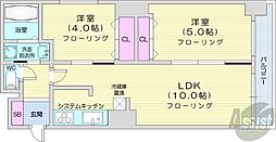 パルティーレN23 2LDKの間取図画像