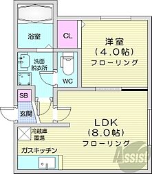 ヴィラ・フローラ 1LDKの間取図画像