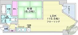 INOVE札幌資生館前 1LDKの間取図画像