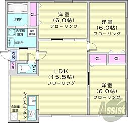 ヴァンテアン元町 3LDKの間取図画像