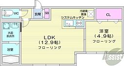 Erice N27 1LDKの間取図画像