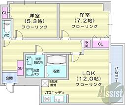 フィラコート北11条 2LDKの間取図画像
