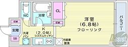 メゾンクレスト北大前2 1Kの間取図画像