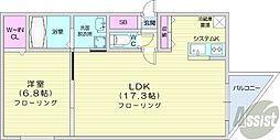 シャトーライフ中島公園1 1LDKの間取図画像