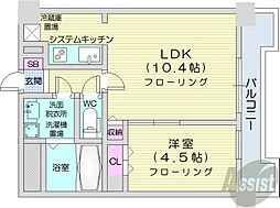 UURコート札幌北三条 1LDKの間取図画像