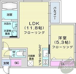 Aston.M 1LDKの間取図画像