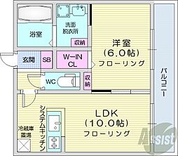 AXIS-FA苗穂 1LDKの間取図画像