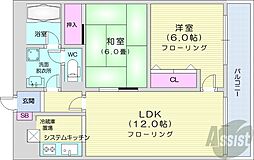 サテラ北34条 2LDKの間取図画像