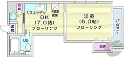 札幌JOW2ビル 1DKの間取図画像