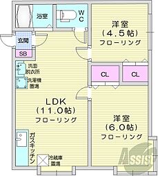 カーサエスパシオ 2LDKの間取図画像