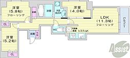 ラ・クラッセ札幌中島公園ザ・フロント 3LDKの間取図画像