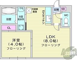 Msena北38条 1LDKの間取図画像
