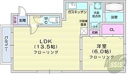 ボナールN18 1LDKの間取図画像