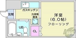 藤井ビル北14条 1Kの間取図画像