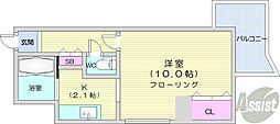 藤井ビル北17条2 1Kの間取図画像