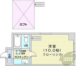 クィーン南5条 1Kの間取図画像