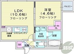 仮)ラ・シュエット南郷ソレイユ 1LDKの間取図画像