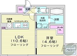 仮)ラ・シュエット南郷リュヌ 1LDKの間取図画像