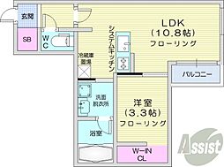 仮)ラ・シュエット南郷リュヌ 1LDKの間取図画像