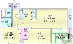グランメールツイン山鼻西館 3LDKの間取図画像