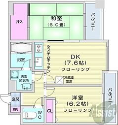エスティ32 2LDKの間取図画像