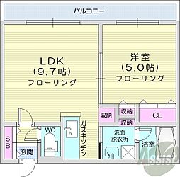 ミューズN24 1LDKの間取図画像