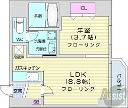 レジデンスタワー札幌 1DKの間取図画像
