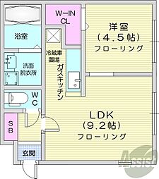 ラメリディアン 1LDKの間取図画像