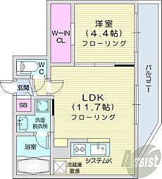 札幌市西区二十四軒三条3丁目マンション 1LDKの間取図画像