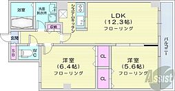 COMFORIA北三条 2LDKの間取図画像