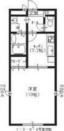 アンプルール　クラージュ　ウエストヒルズ ｜大阪府茨木市西田中町(賃貸アパート1K・1階・33.12㎡)の写真 その2