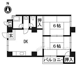 第2清涼マンション 2DKの間取図画像