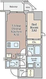 クレストコート堂島 6階1LDKの間取り