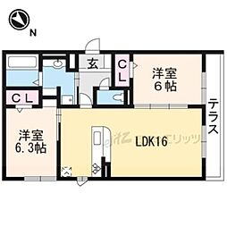 セジュールドソレイユ 2LDKの間取図画像